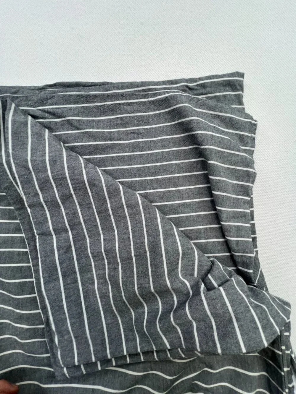 Wake In Cloud 100% Cotton Gray Striped Zip Duvet Cover Bedding Lightweight